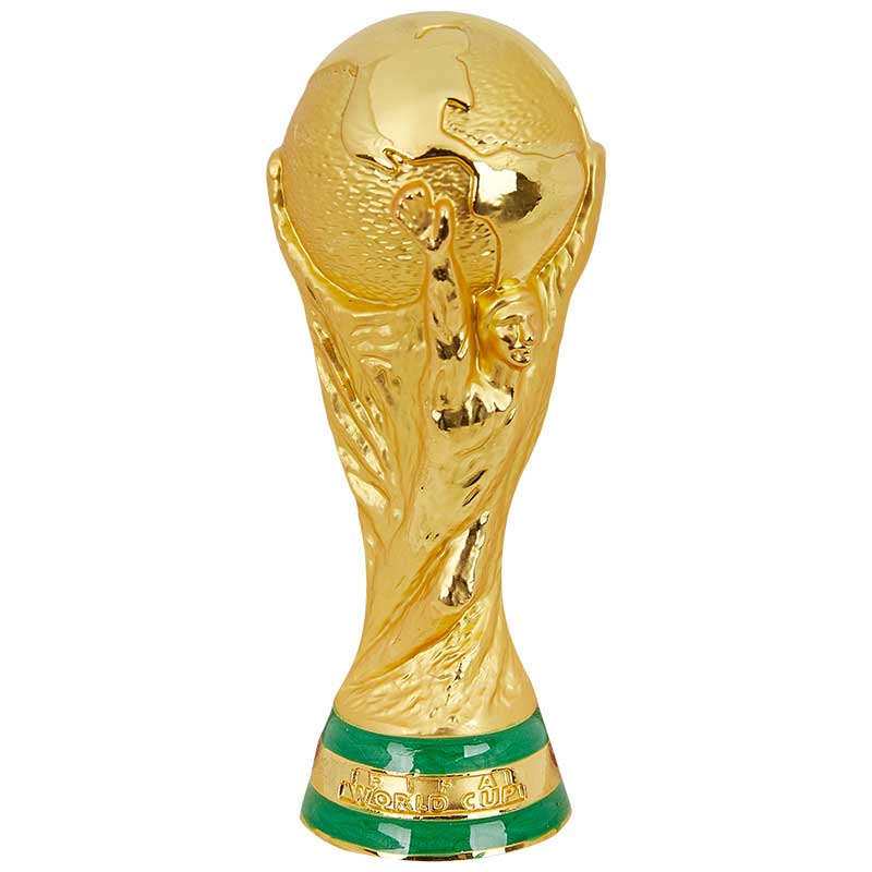 Take home your very own customizable 70mm gold-plated replica of the FIFA World Cup Trophy and show it off to your next guest!
