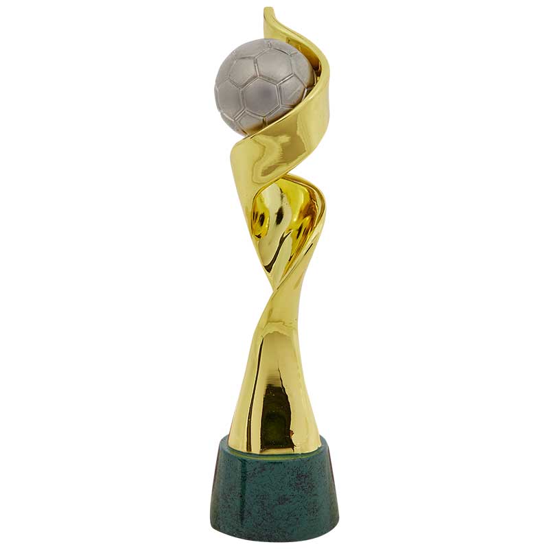 The back side of the Official Replica of the Classic Women's World Cup Trophy commemorating the tournament celebrated in France in 2019.