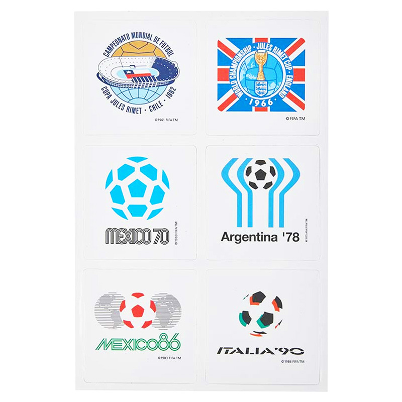 Get the collection of stickers that includes six iconic FIFA World Cup Championship games that have taken place worldwide through the years.