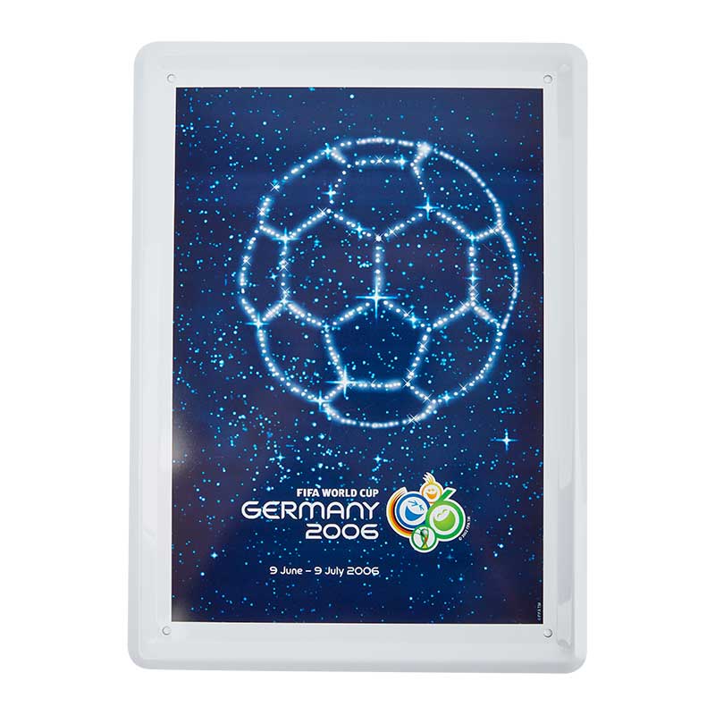 Hang a poster of the Germany FIFA World Cup tournament that took place between June 9 and July 9 of 2006 with a starry football on it.