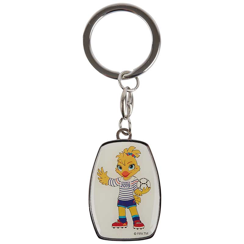 A keyring of the iconic FIFA World Cup Mascot wearing a T-shirt of the France World Championship of 2019.