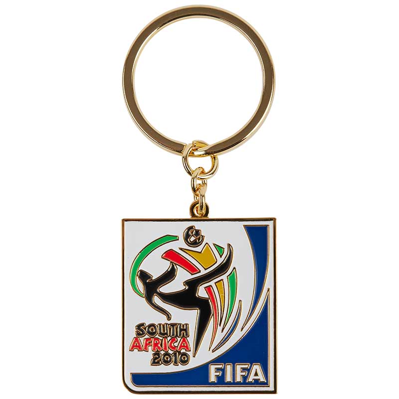 White Keyring with multiple elements in different colors showcasing the FIFA World Cup tournament celebrated in South Africa in 2010.